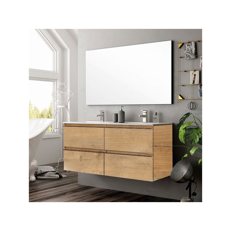 Ensemble Meuble de salle de bains black Inglet 120cm 4 tiroirs Roble Ostipo