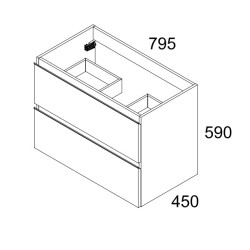 Ensemble Meuble de salle de bains Inglet 80cm 2 tiroirs Bambu