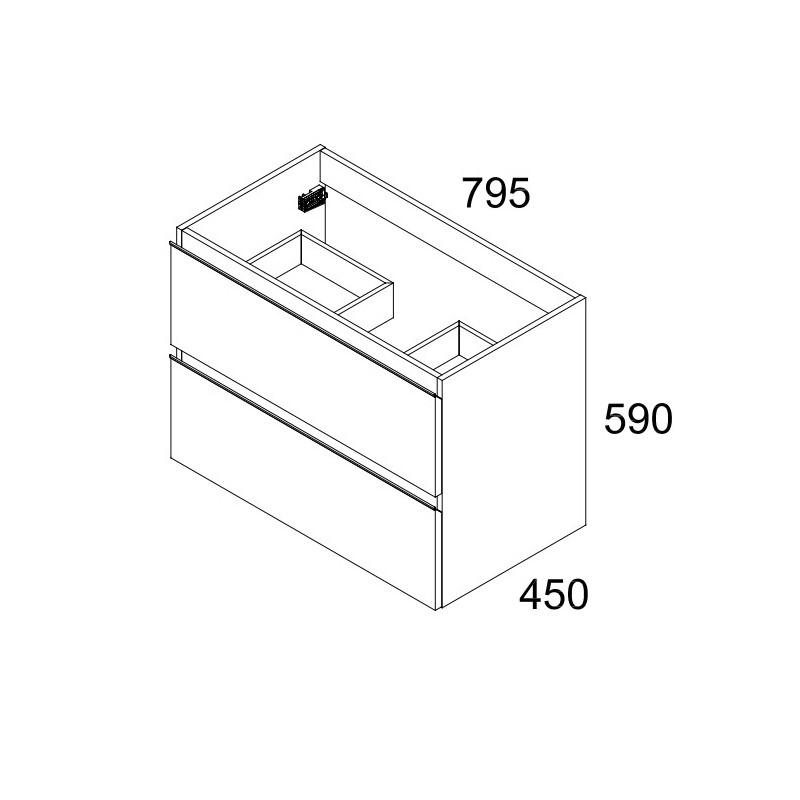 Ensemble Meuble de salle de bains Inglet 80cm 2 tiroirs Bambu
