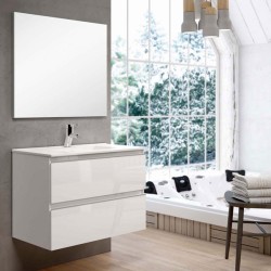 Ensemble Meuble de salle de bains Inglet 80cm laqué blanc brillant