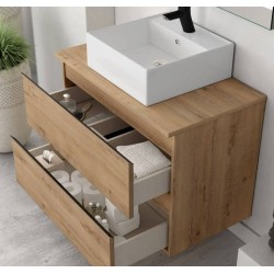 Ensemble Meuble de salle de bains black Inglet 80cm 2 tiroirs Roble Ostipo