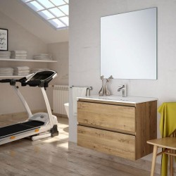 Ensemble Meuble de salle de bains black Inglet 80cm 2 tiroirs Roble Ostipo