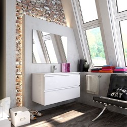 Ensemble Meuble de salle de bains Inglet 100cm laqué blanc brillant