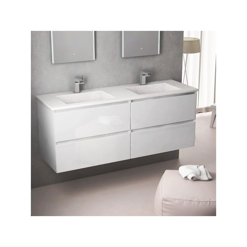 Ensemble Meuble de salle de bains Inglet 140cm laqué blanc brillant