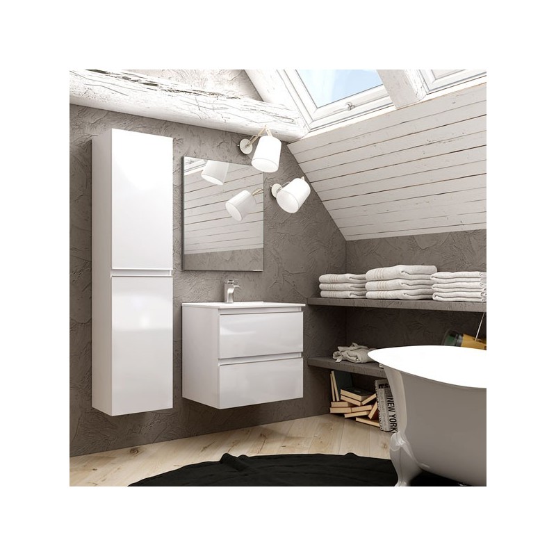 Ensemble Meuble sdb Inglet 60cm laqué blanc brillant
