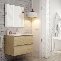 Ensemble Meuble de salle de bains Inglet 80cm 2 tiroirs Bambu