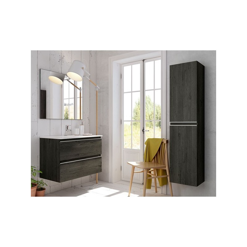 Ensemble Meuble de salle de bains Inglet 80cm 2 tiroirs Ebony