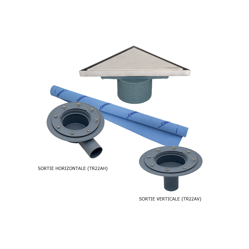 Siphon triangulaire pour coin de douche italienne Inox AISI304