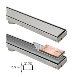 Caniveau de douche italienne reversible inox ASI 304