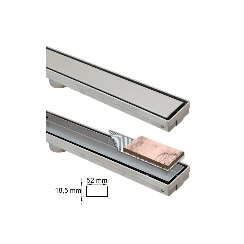 Caniveau de douche italienne reversible inox ASI 304